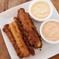 Fried Zucchini with Chipotle Ranch Dip and Parmesan Cheese Ranch Dip