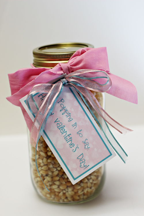 Valentine gifts in a jar popcorn