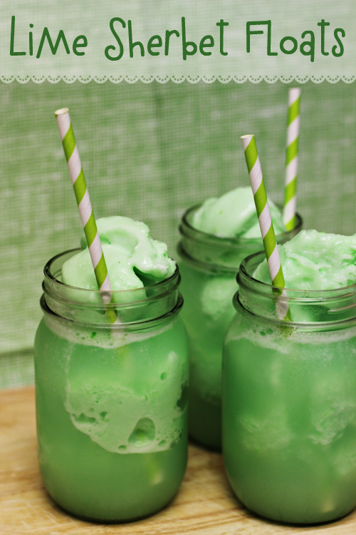 Lime Sherbet Floats { Green Recipes for St Patrick Day }