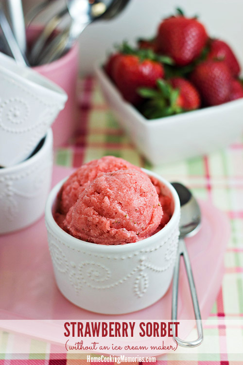 Strawberry Sorbet - a fresh and fruity frozen treat - that you can make without an ice cream maker!