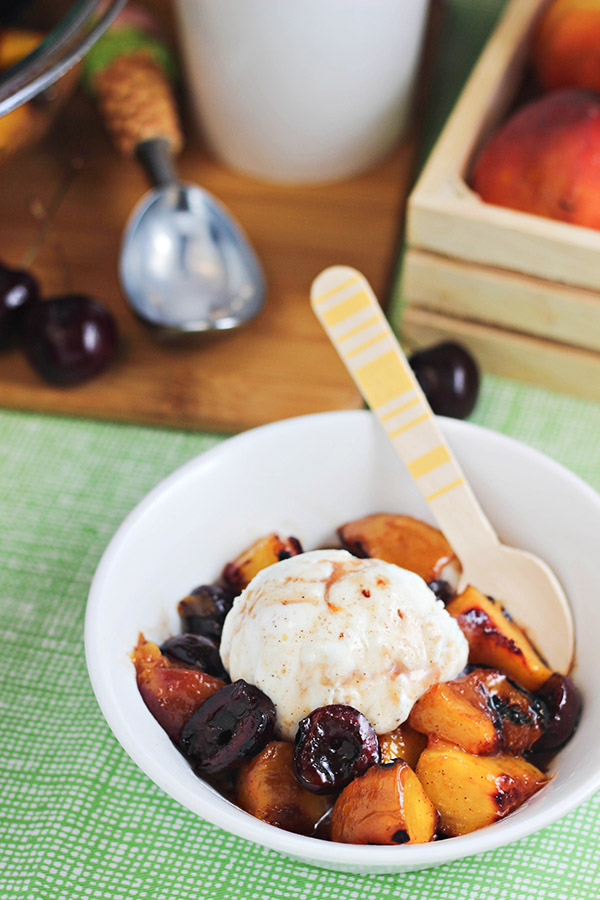Grilled Peaches and Cherries with Cinnamon-Honey Syrup (great over ...