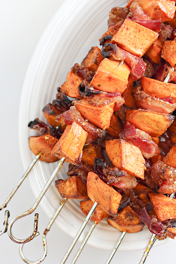 Spiced Sweet Potato and Bacon Skewers