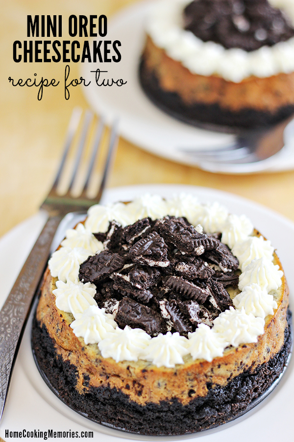 This Mini Oreo Cheesecakes for Two recipe will be the perfect answer when a large cheesecake is too much. This recipe will create two small cheesecakes in little 4" diameter springform pans.