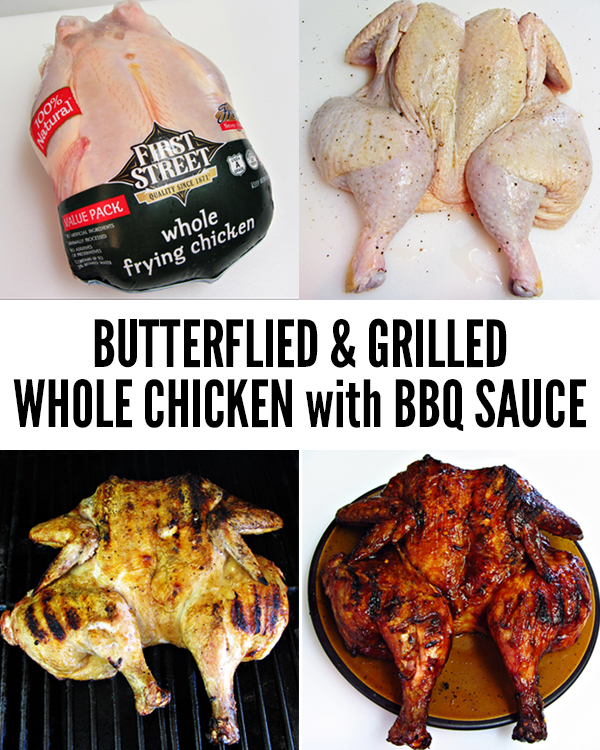 Grilled and Butterflied Whole Chicken with Barbecue Sauce Recipe
