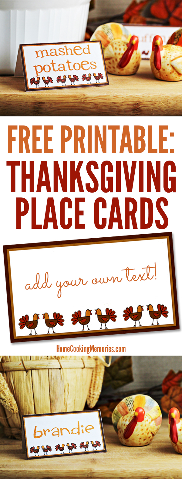 Free Thanksgiving Printables: Turkey Place Cards