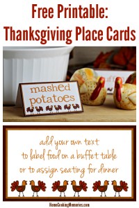 Free Printables: Thanksgiving Place Cards - Home Cooking Memories