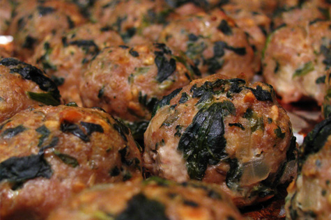 Baked Turkey Meatballs with Spinach
