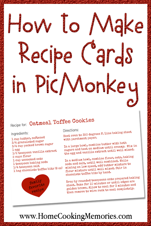 How To Make Recipe Cards In PicMonkey Home Cooking Memories