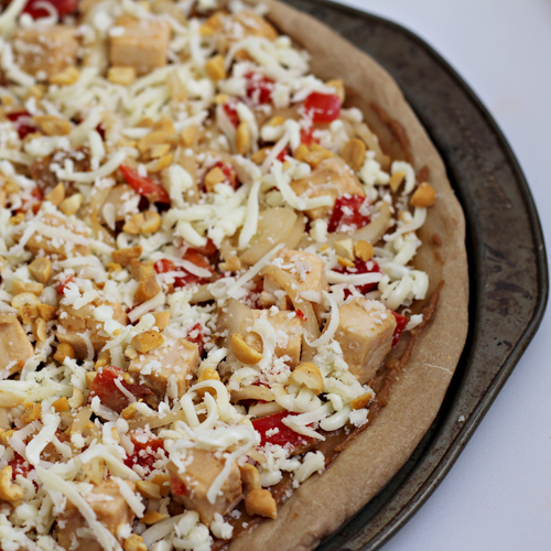 Asian Chicken Pizza with Peanut Sauce