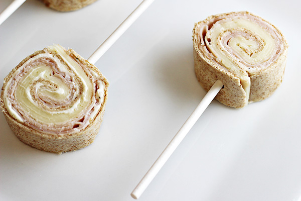 Kid Lunch Ideas - Tortilla Pinwheel Lollipops Recipe