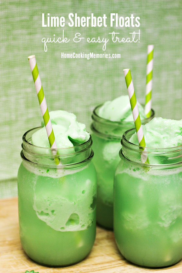 Lime Sherbet floats for st. patrick's day