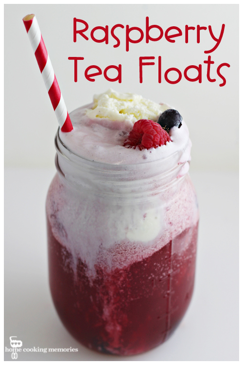 Raspberry Tea Floats - a fruity twist on traditional root beer floats, but with a sparkling raspberry herbal tea instead