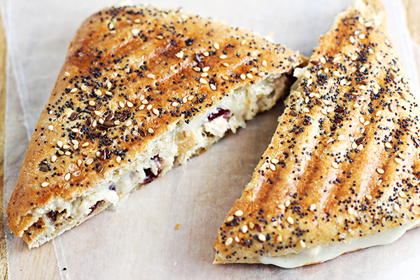 Turkey Salad Panini with Cranberries and Pecans 