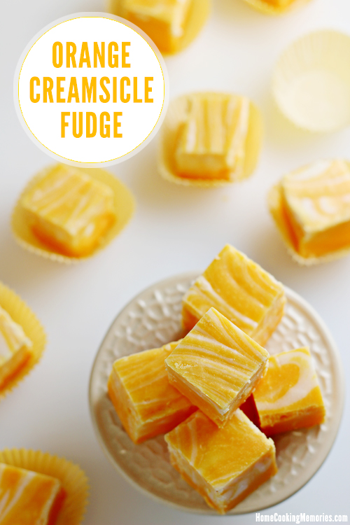 Orange Creamsicle Fudge is a bright & cheerful fudge candy that will remind you of frozen orange & cream bars (such as Creamsicles or 50/50 bars).