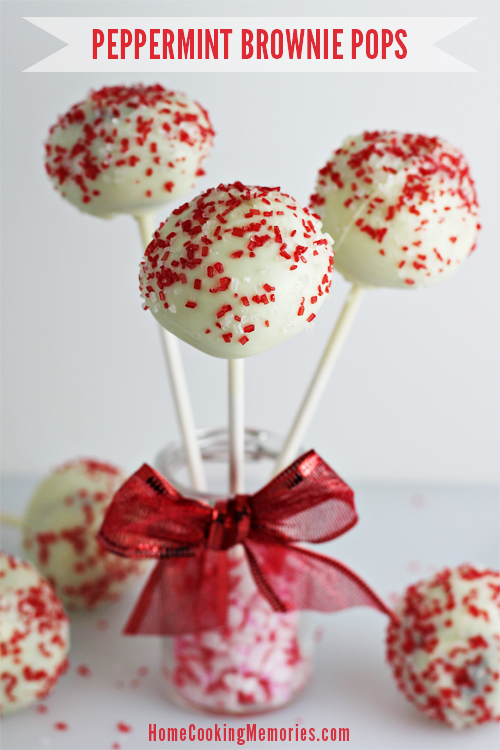 Peppermint Brownie Pops -- a fun treat that is so simple to make with your favorite boxed brownie mix