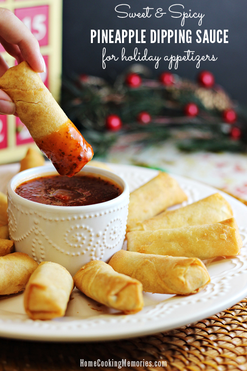 Sweet and Spicy Pineapple Sauce with SeaPak Shrimp Spring Rolls #PakTheParty #shop #cbias