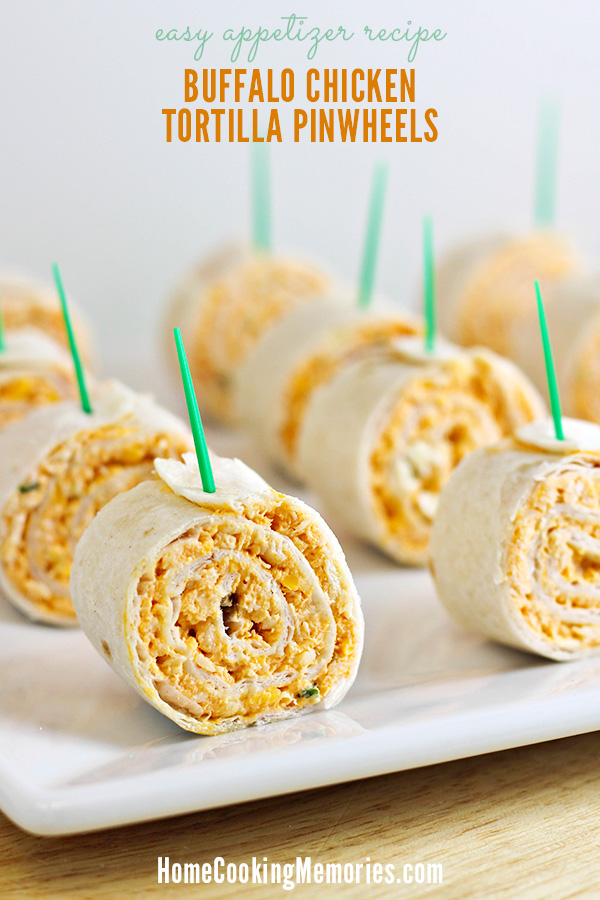 This Buffalo Chicken Tortilla Pinwheels recipe is a must for game day! An easy party food with all the flavors of buffalo chicken wings...without the mess. These are gone fast every time I make them!