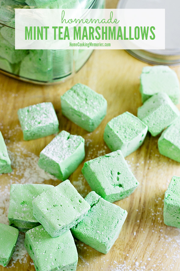 This Homemade Mint Tea Marshmallows Recipe uses herbal mint tea bags for plenty of spearmint & peppermint flavor! Especially fun for St. Patrick's Day or Christmas celebrations.