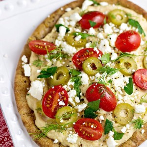 Hummus Pita Pizzas Recipe