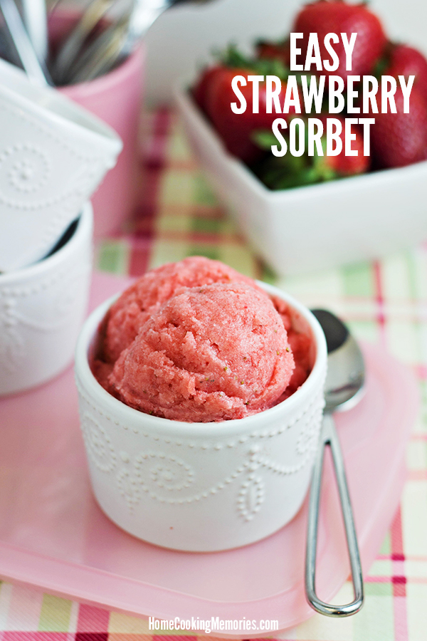 Easy Strawberry Sorbet Recipe - no ice cream maker needed!