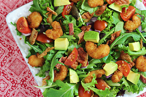 Popcorn Shrimp Salad with Avocado and Bacon - Home Cooking Memories