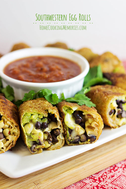 This Easy Southwestern Egg Rolls recipe are a delicious appetizer or snack with a generous filling of avocado, black beans, corn, and pepper jack cheese.