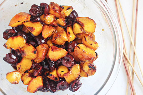 How to Make Grilled Peaches and Cherries with Vanilla Ice Cream - Combine with Honey Cinnamon Sauce 