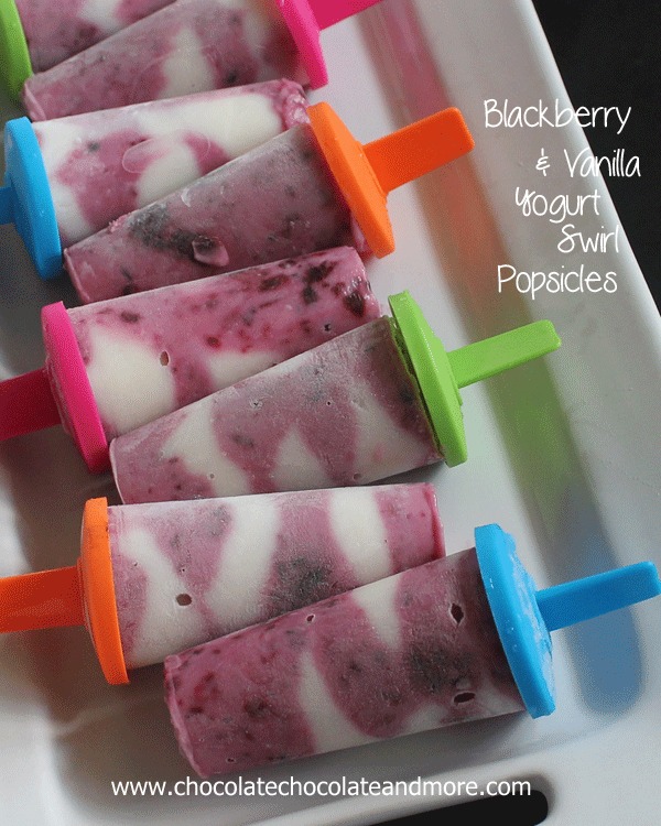 Blackberry and Vanilla Yogurt Swirled Popsicles by Chocolate Chocolate and More