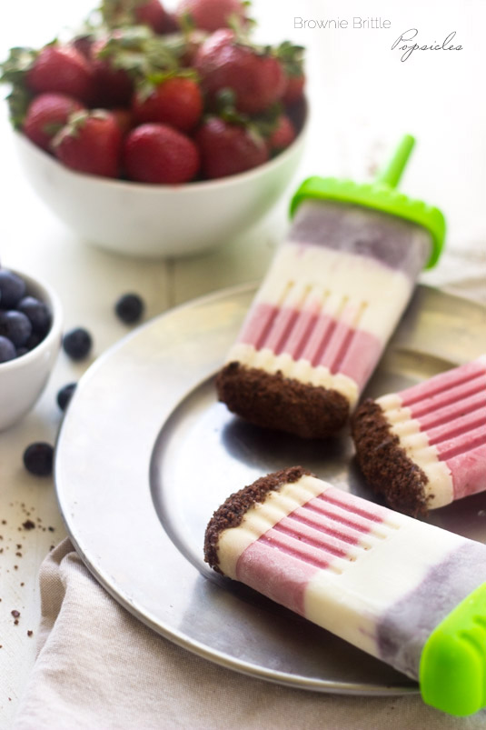 Brownie Brittle Popsicles by Food Faith Fitness
