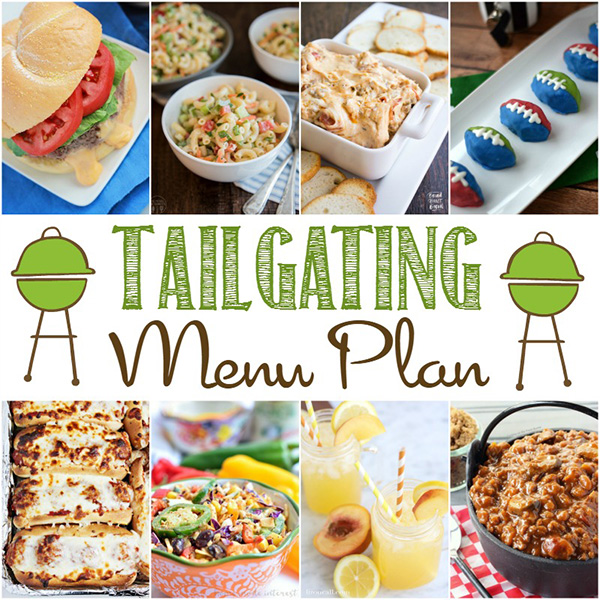 Need Football Tailgating Menu Plan Ideas? Make things easy with this list of recipes for appetizers, salads and side dishes, main dishes, beverages, and even desserts — all worthy to be part of your football party.