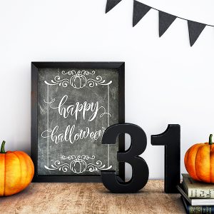 Free Printable "Happy Halloween" Chalkboard Art