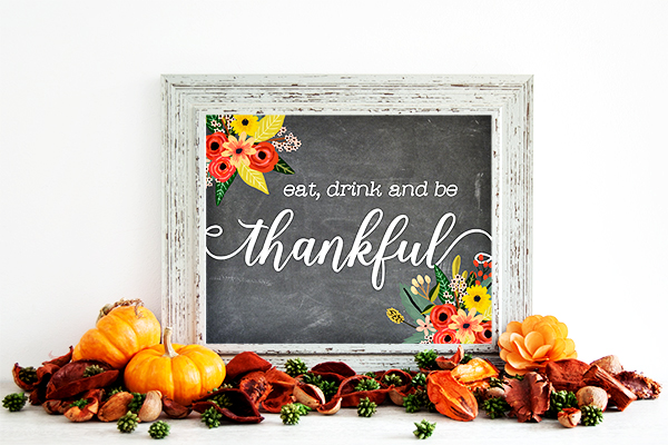 Free Thanksgiving Chalkboard Art: Eat, Drink and Be Thankful