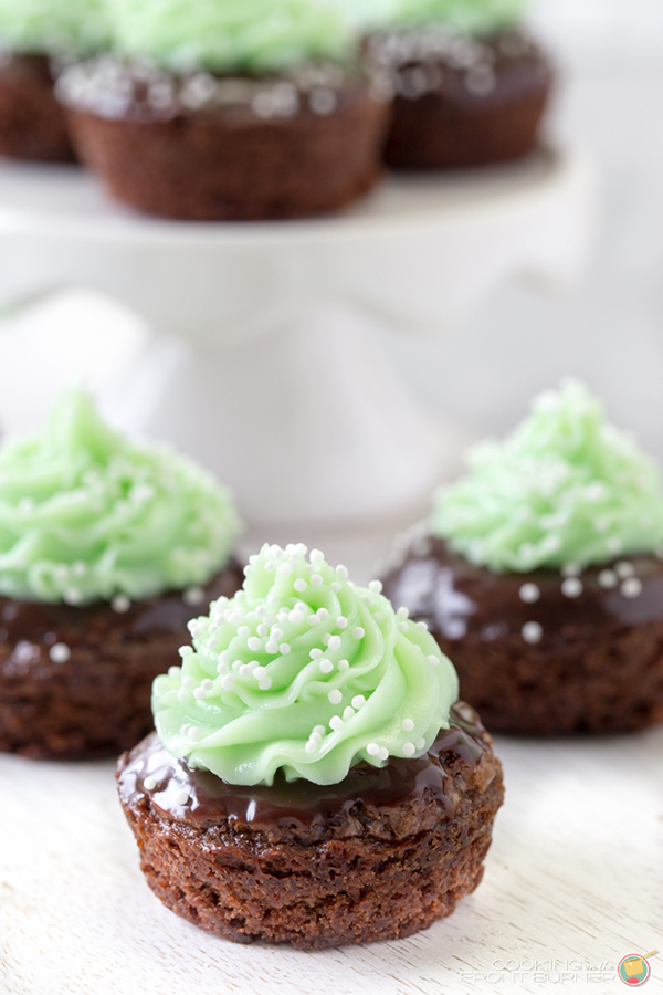 Shamrock Minty Brownie Bites Recipe by Cooking on the Front Burners