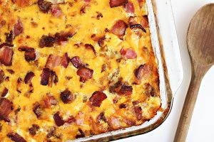 Cheesy 3-Meat Breakfast Casserole Recipe