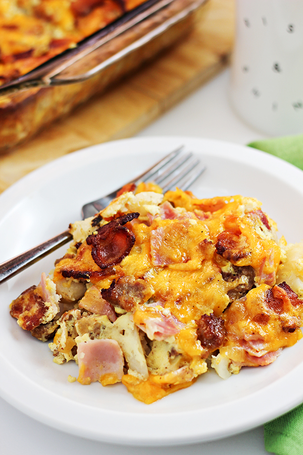 Cheesy 3Meat Breakfast Casserole Recipe Home Cooking Memories