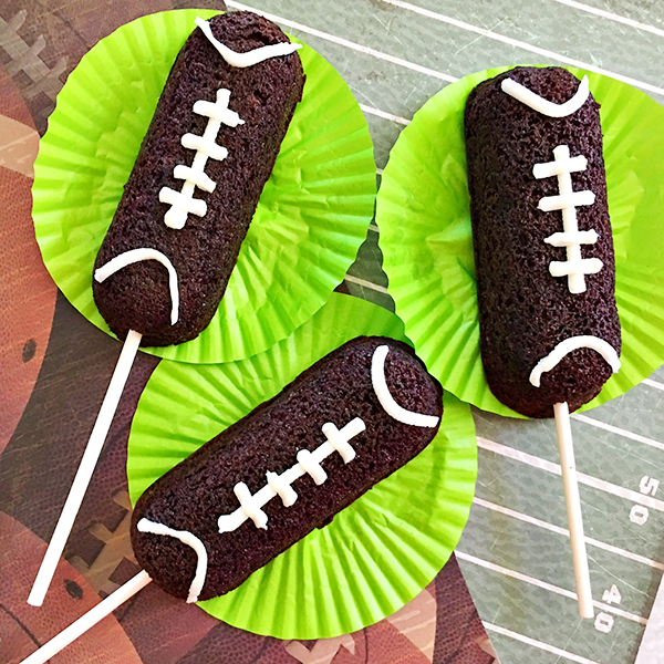 Easy Football Twinkies on a Stick