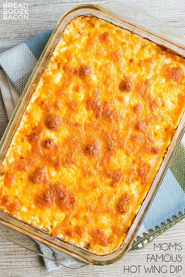 Mom’s Famous Hot Wing Dip Recipe by Bread Booze Bacon