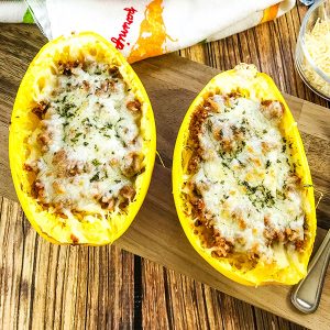 Easy Baked Spaghetti Squash with Meat Sauce Recipe - Home Cooking Memories