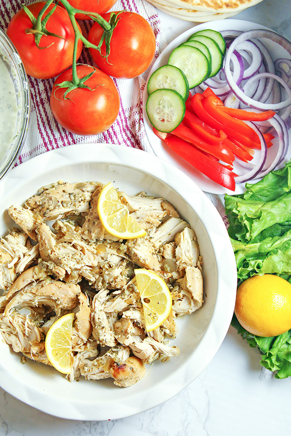 Slow Cooker Greek Chicken Gyros