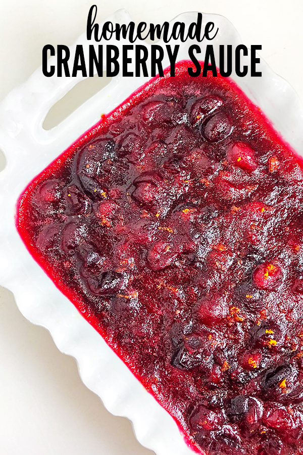 Homemade Cranberry Sauce Recipe in white dish