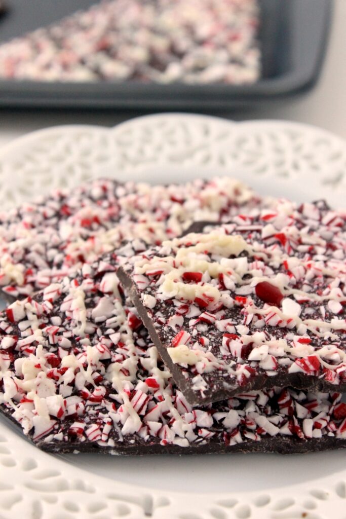 Pieces of Peppermint Bark are a perfect Christmas treat to give to your family and friends!