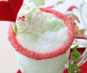 You can make your kids these Grinch Ice Cream Floats this holiday season!