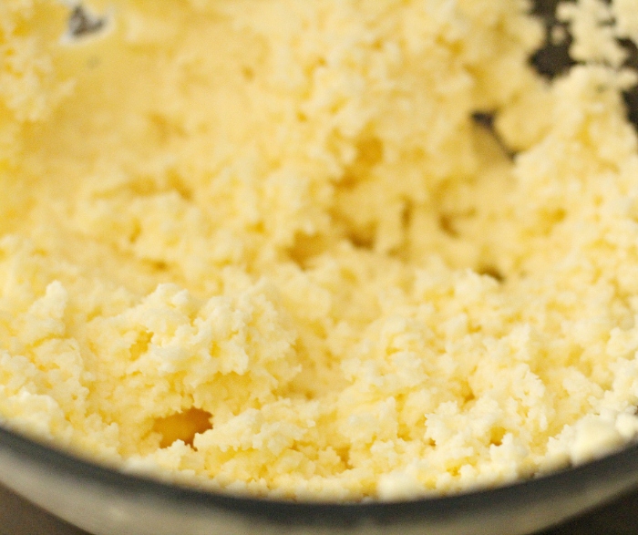 Mix the butter and sugar until its creamy.