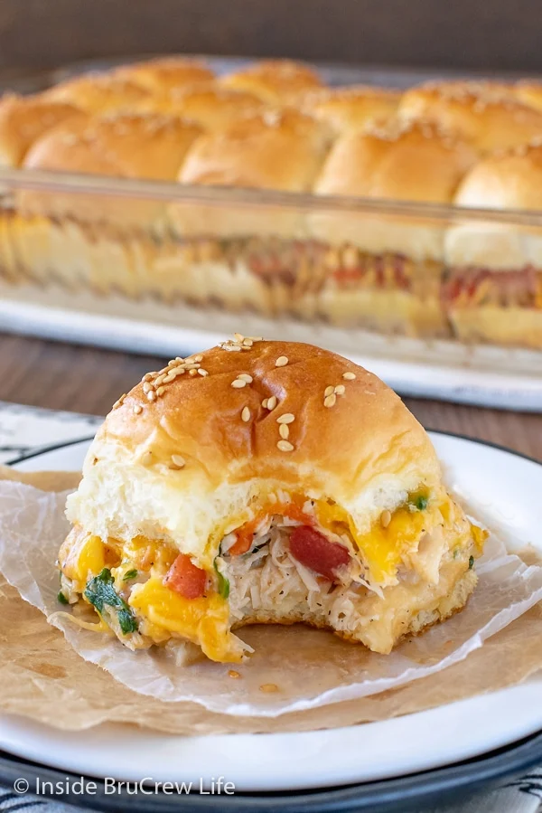 Check out this recipe for Cheesy Canned Chicken Sliders!