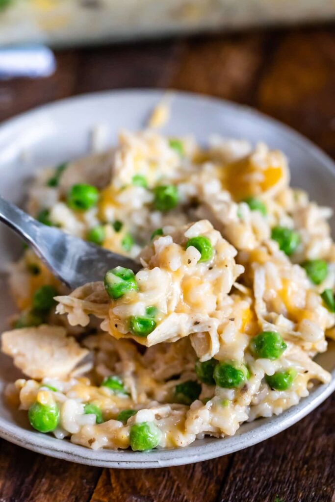 Easy Chicken and Rice casserole is a quick and delicious meal that your whole family will love!