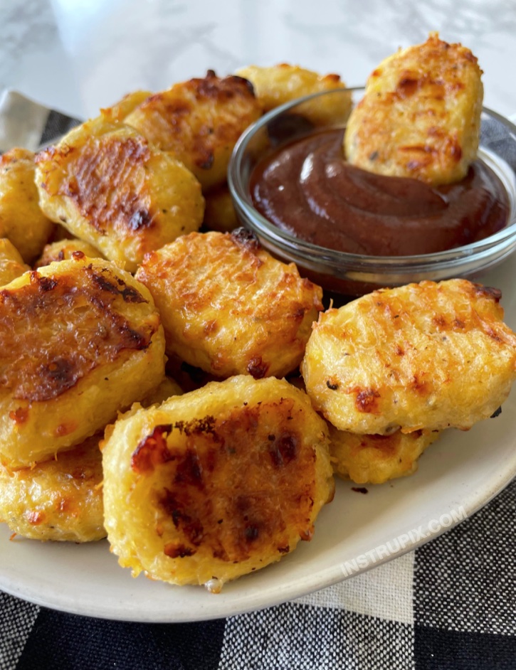 Instead of paying the prices of Chicken Nuggets at fast food restaurants, make them at home! Another great thing about these chicken nuggets is that they are baked instead of deep-fried!