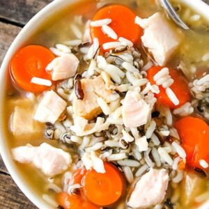 This Chicken and Wild Rice Soup can be made with Food Pantry ingredients!