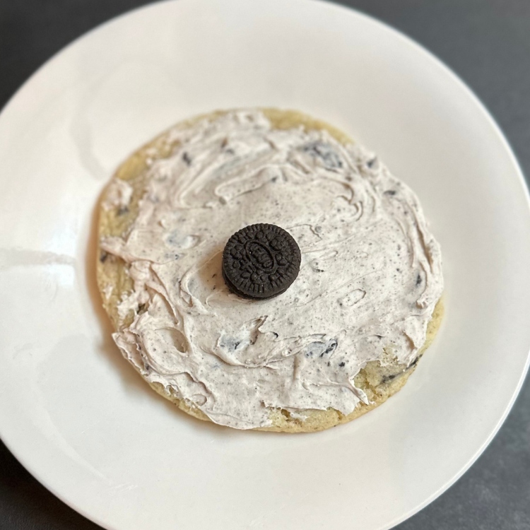 A copycat recipe for Crumbl's Cookies and Cream Milkshake cookie.