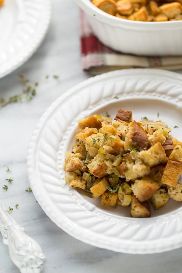 A recipe for Easy Gluten-Free Stuffing from Meaningful Eats.