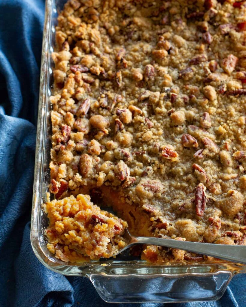 A recipe for Ruth Chris Sweet Potato Casserole from The Girl Who Ate Everything.